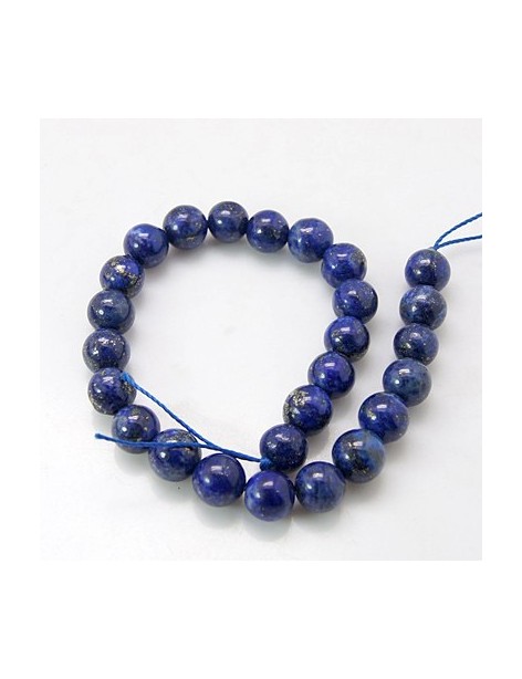 Fil de 30 perles ronde lapis lazuli de 6mm bleues
