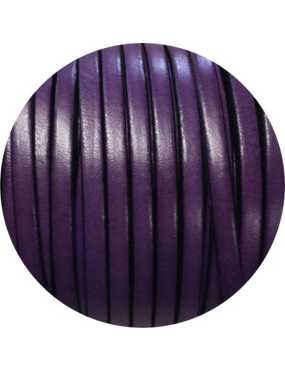 Cordon de cuir plat 5mm violet soutenu vendu à la coupe au cm