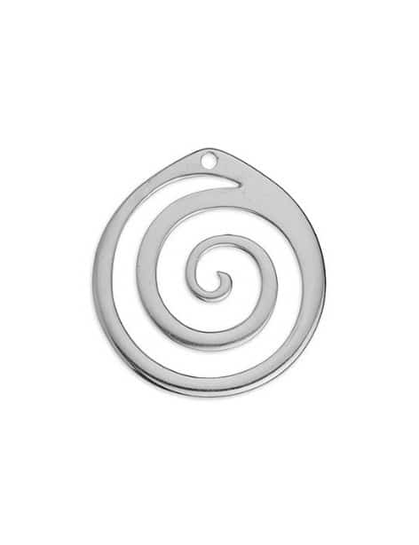 Gros pendant spirale ronde de 57mm en métal placage argent