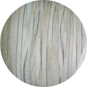 Cordon de cuir plat 3mm souple réversible gris clair taupe-vente au cm