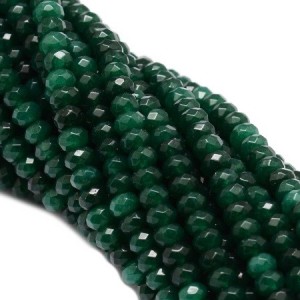 Poche de 25 perles à facettes en jade de 4mm vert foncé