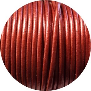 Cordon de cuir rond couleur cuivre rouge-3mm-Espagne