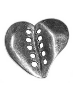 Coeur percé de 10 trous en métal placage argent