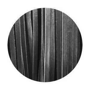 Cuir plat français de 5x3mm de couleur noire-vente au cm