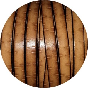 Cordon de cuir plat fantaisie 10mm beige effet liège-vente au cm