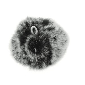 Pompon beige noir de 70-80mm en peau de lapin
