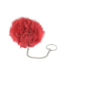 Kit bijoux de sac avec pompon rouge de 70-80mm en peau de lapin