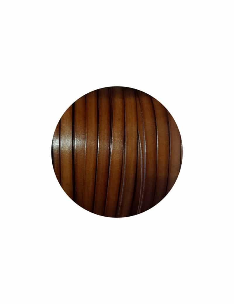 Cordon de cuir plat de 10mm marron brun vendu au metre
