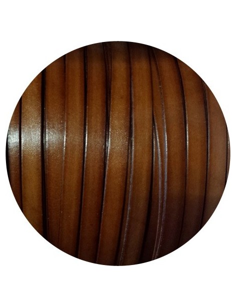 Cordon de cuir plat de 10mm marron brun-vente au cm