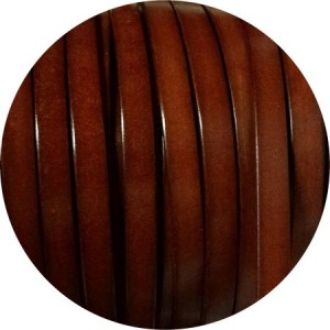 Cordon de cuir plat de 10mm marron safari-vente au cm