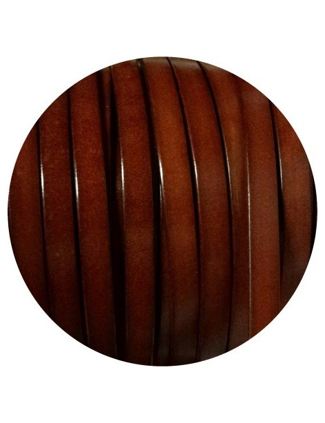 Cordon de cuir plat de 10mm marron safari-vente au cm