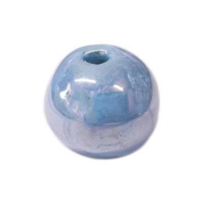 Perle ronde en ceramique de 22mm de couleur bleue