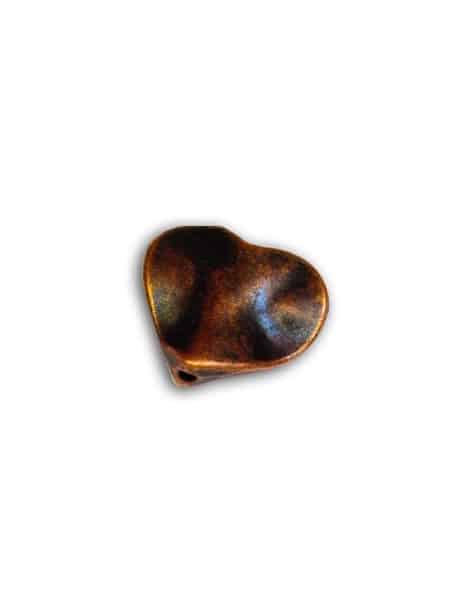 Perle coeur plate vrillee de 15mm couleur cuivre