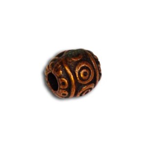 Perle tonneau en metal couleur cuivre antique-6mm