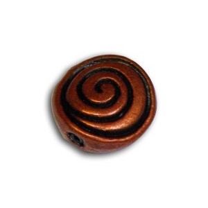Perle ronde de 8mm en forme de tranche a spirale couleur cuivre