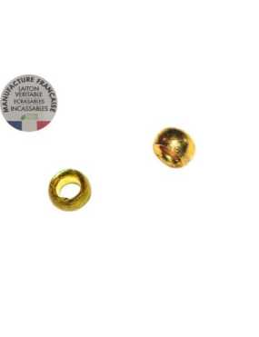 Lot de 50 perles a ecraser de 3.3mm en laiton couleur or polies-Produit France