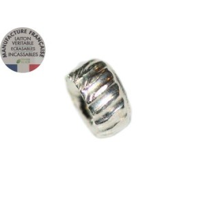 Lot de 50 perles a ecraser de 2.8mm torsadées en laiton placage argent-Produit France