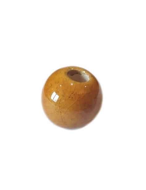 Perle ronde céramique ocre de 12mm