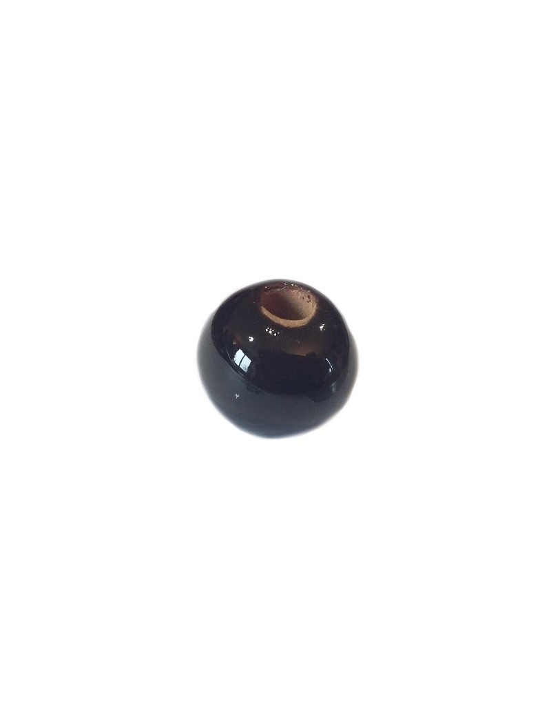 Perle ronde céramique noire de 12mm