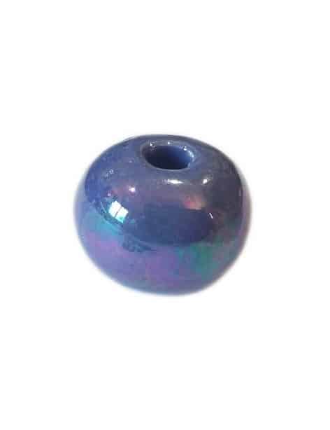 Perle ronde céramique bleu gris de 12mm