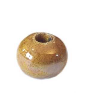Perle ronde céramique ocre mouchetée de 12mm