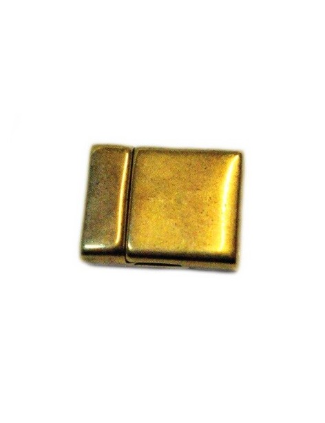 Fermoir magnétique lisse placage bronze pour cuir plat de 15mm