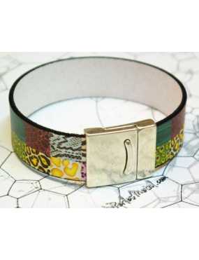 Kit bracelet en cuir plat de 20mm imprimé collages pour homme
