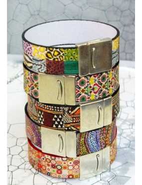 Kit bracelet en cuir plat de 20mm imprimé floral pour homme