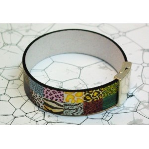 Kit bracelet en cuir plat de 20mm imprimé collages pour femme