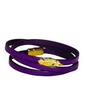 Bracelet triple tour en kit de 5mm de large violet et or