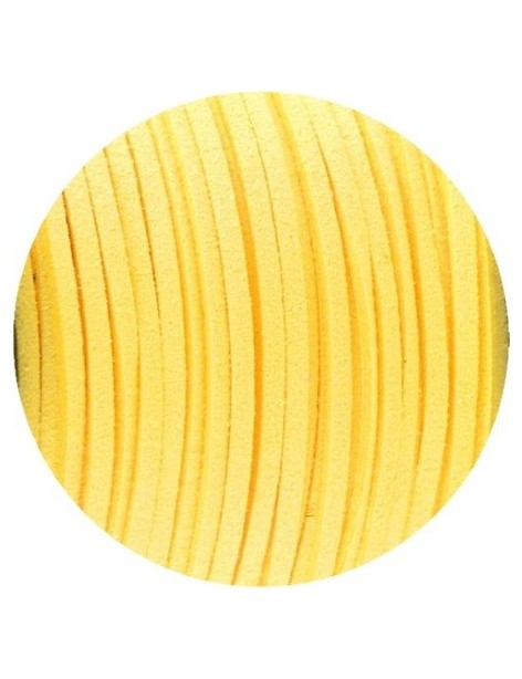 Lacet de suedine de 3mm jaune vif vendu par 3 mètres