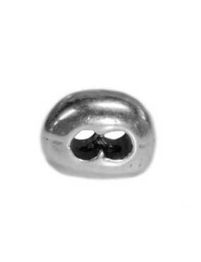 Lot de 10 perles ovales à 2 trous pour cordon de 2mm placage argent-8mm