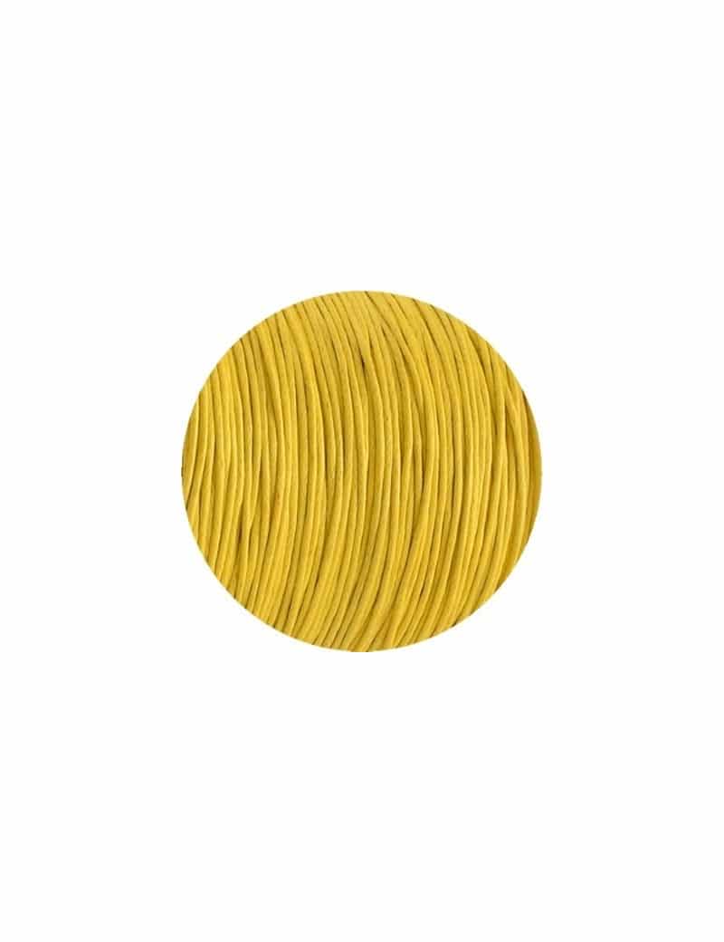 Cordon de coton cire rond jaune citron-1mm