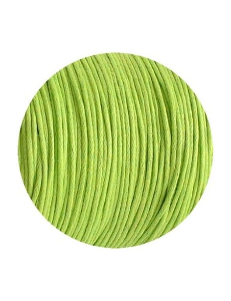 Cordon de coton cire rond vert anis de 1mm