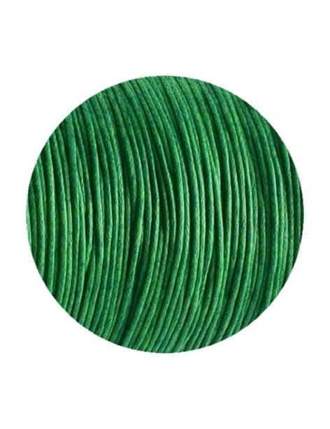 Cordon de coton cire rond vert sapin de 1mm
