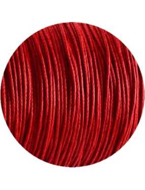 Cordon de coton cire rond rouge de 1mm