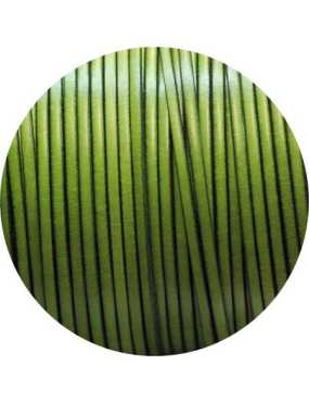 Cordon de cuir plat 3mm vert pistache en vente au cm