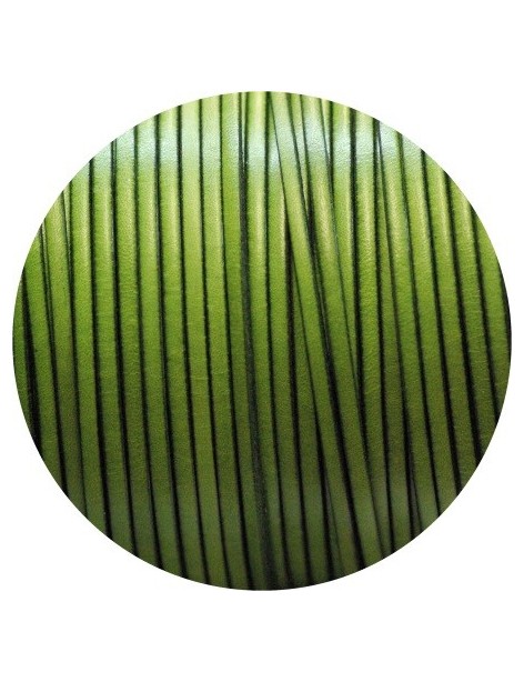 Cordon de cuir plat 3mm vert pistache en vente au cm
