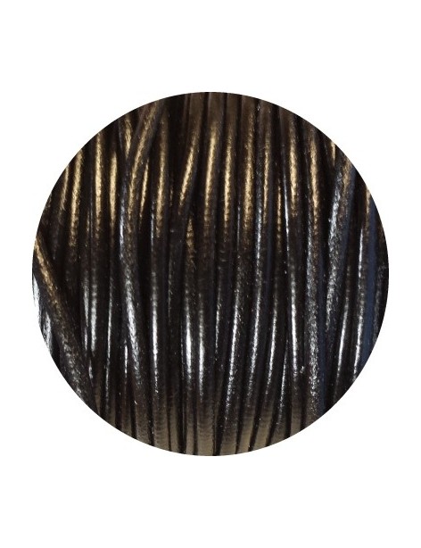 Cordon de cuir rond couleur noir-3mm-Espagne-Premium