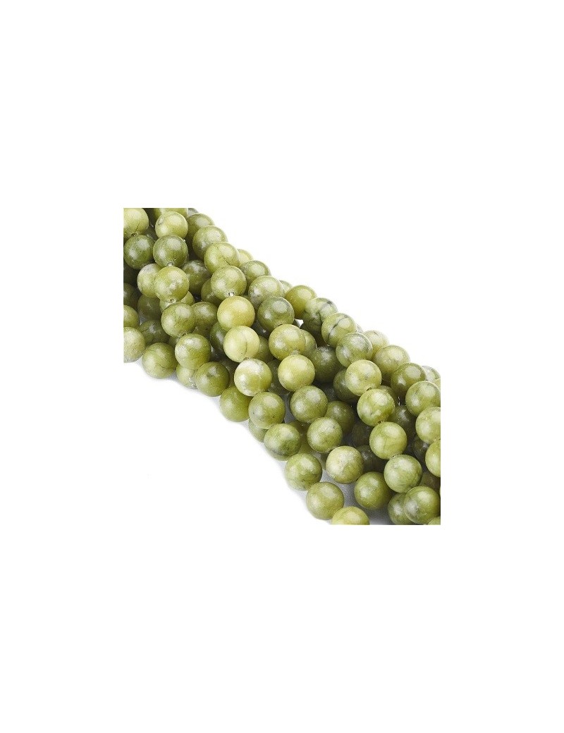 Fil de 48 perles rondes de 8mm en jade vert