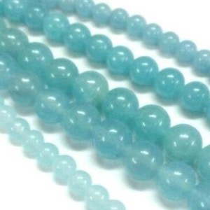 Poche de 25 perles rondes de 4mm en jade de couleur aquamarine