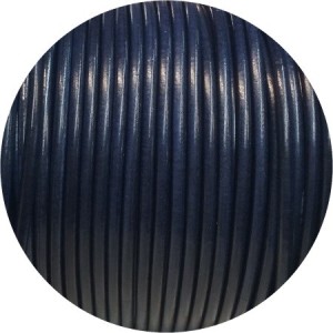 Cordon de cuir rond de 3mm bleu marine-Espagne-Premium
