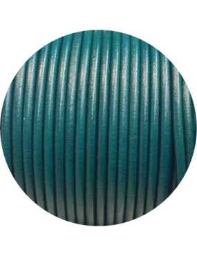 Cordon de cuir rond de 3mm bleu turquoise foncé-Espagne-Premium