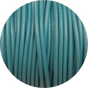 Cordon de cuir rond de 3mm bleu turquoise clair-Espagne-PremiumPremium
