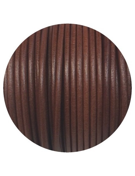 Cordon de cuir rond de 3mm marron moyen-Espagne-Premium
