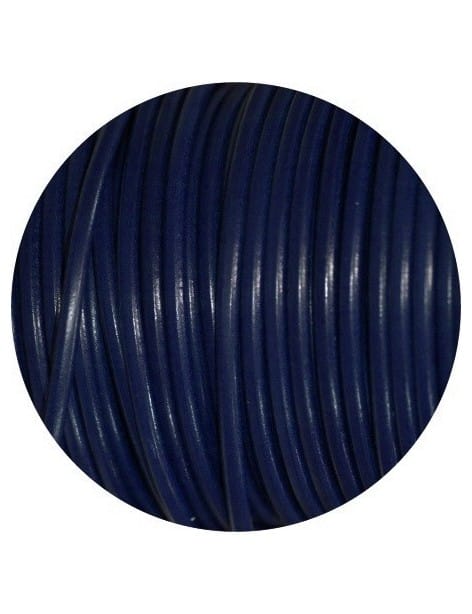 Lacet de cuir rond bleu nuit de 5mm-Espagne-Premium