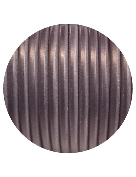 Lacet de cuir rond gris foncé de 5mm-Espagne-Premium