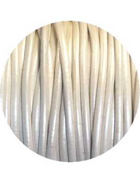 Cordon de cuir rond blanc metallique-2mm-Espagne