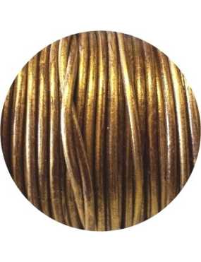 Cordon de cuir rond vieil or-3mm-Espagne