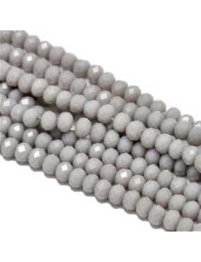 Fil de 145 perles rondes aplaties à facettes grises de 4mm